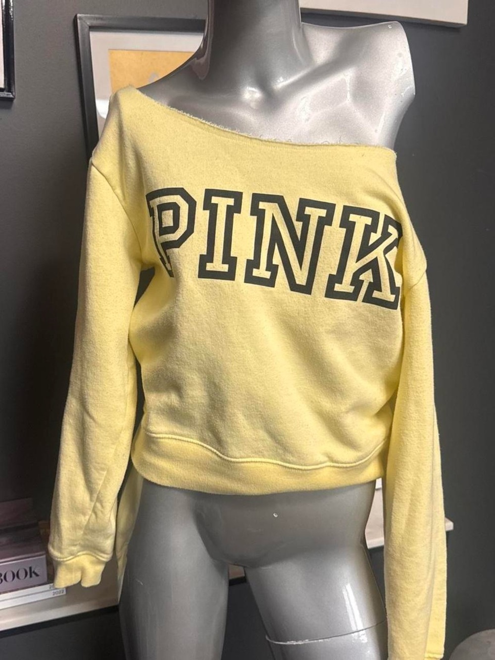 Victoria's Secret PINK Yellow Off-Shoulder Sweatshirt